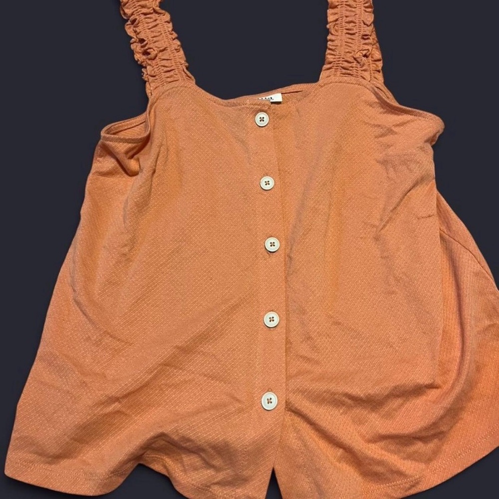 a.n.a Button-Front Sleeveless Blouse in Orange